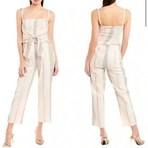 SAYLOR White and Gray Striped Jumpsuit